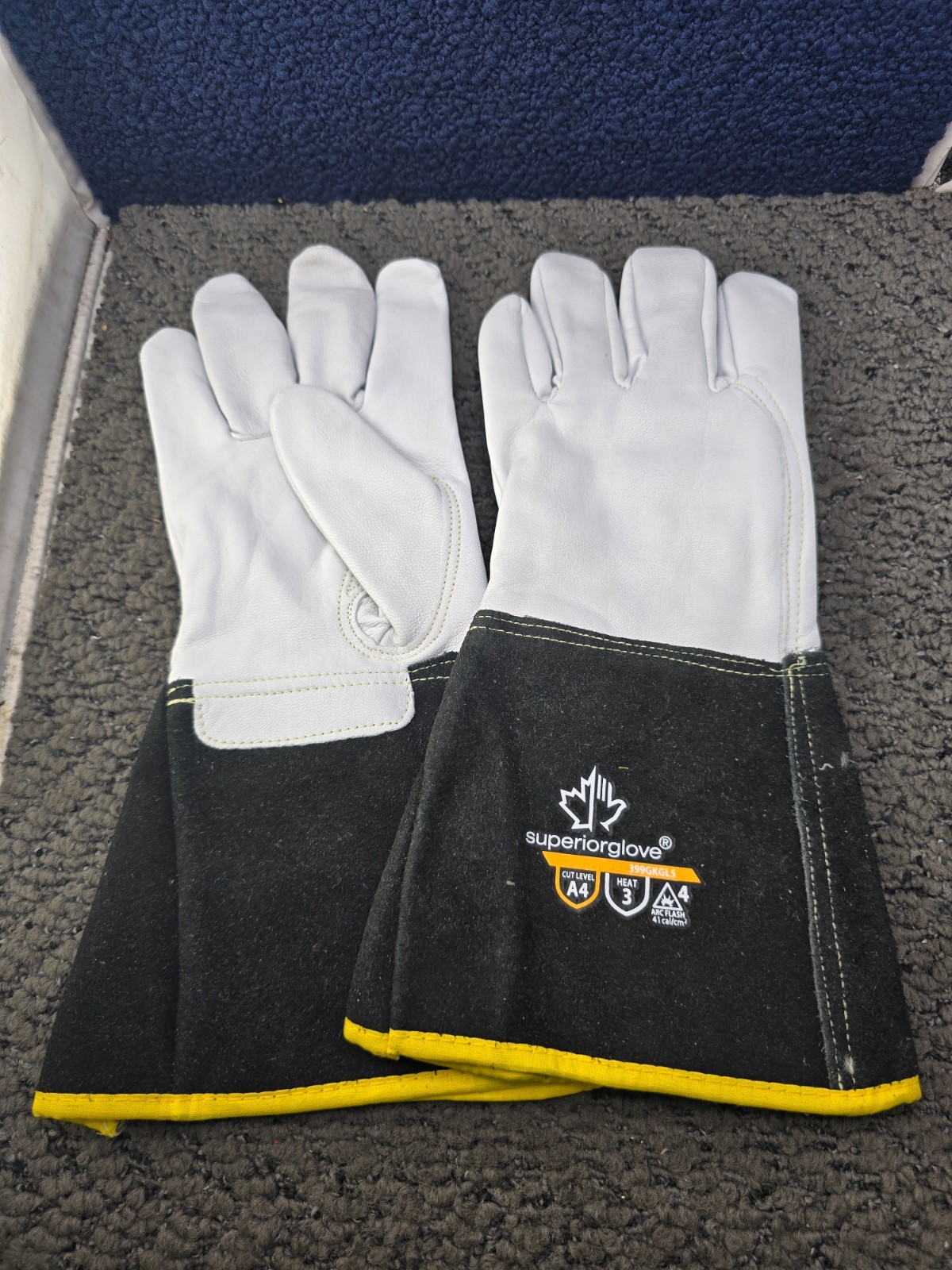 (1 Pair) Suprior Glove 399GKGL5 Ansi 4 Goatskin MIG Welding Gloves White Medium