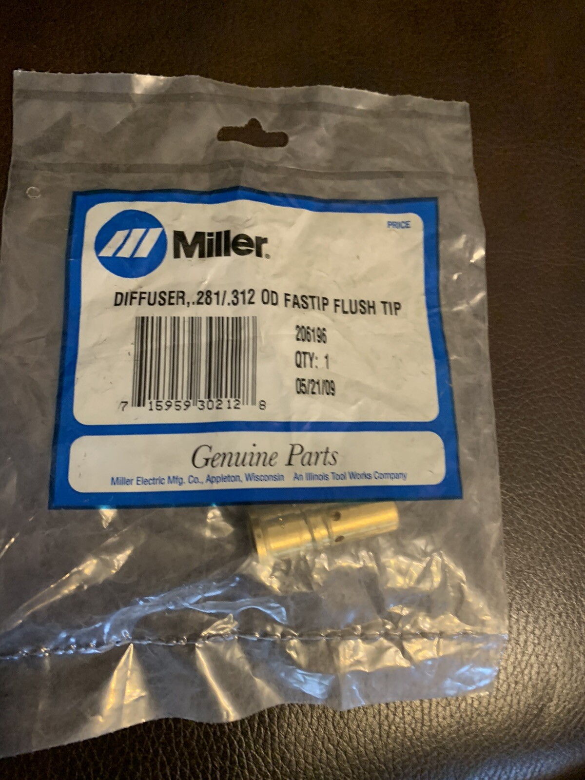 Miller Electric Welder 206196 Diffuser, .281/.312 OD Fastip