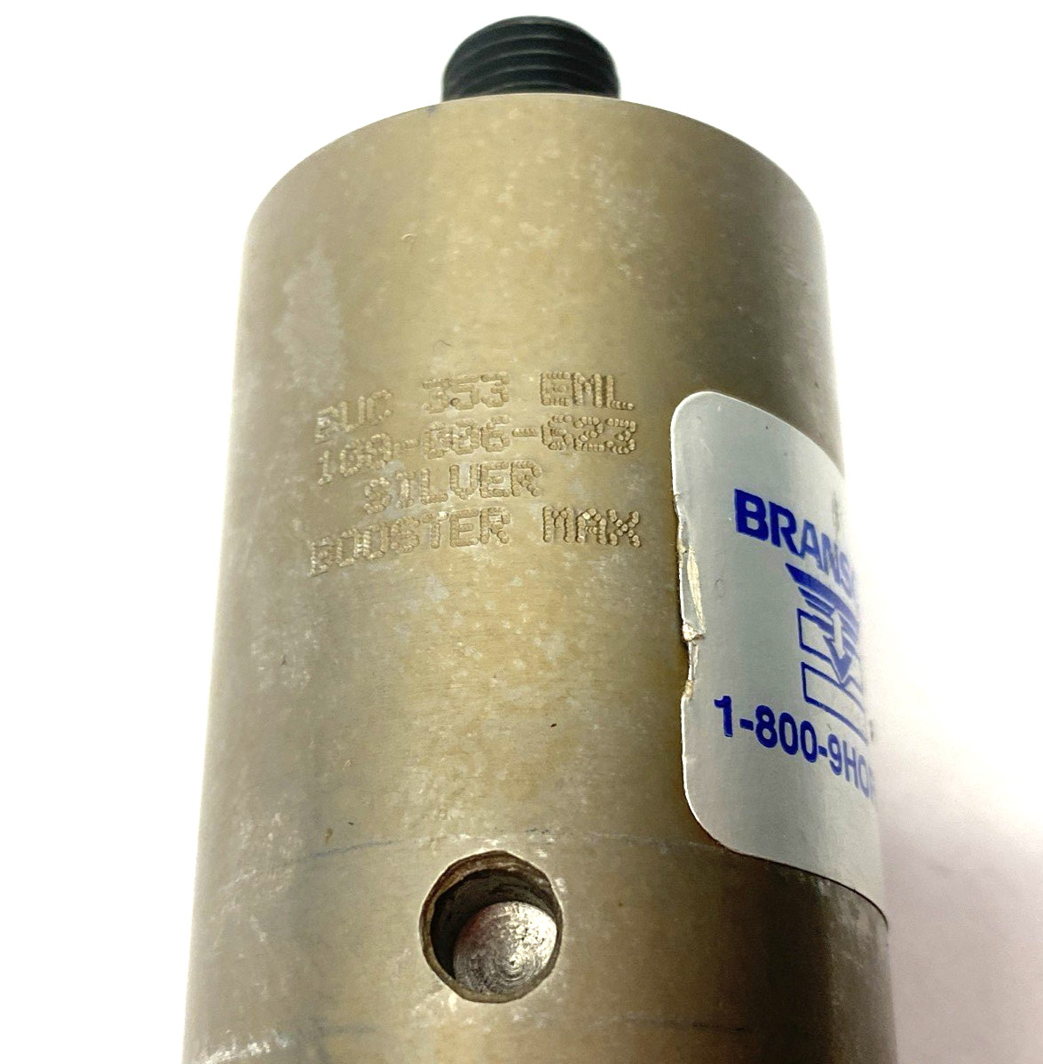 Branson 108-006-623 Ultrasonic Horn Silver Booster 1-1/2” Diameter, Solid