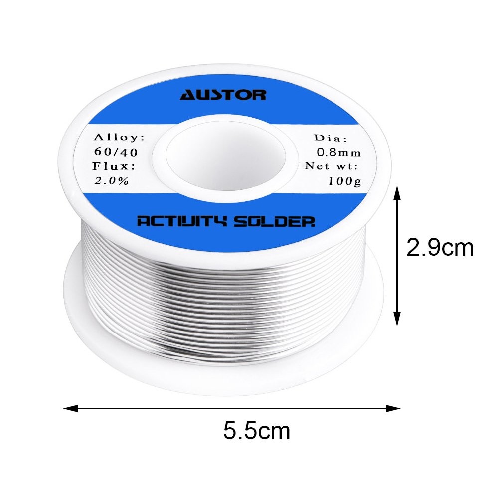 AUSTOR 60-40 Tin Lead Rosin Core Solder Wire for Electrical 0.8mm 100g