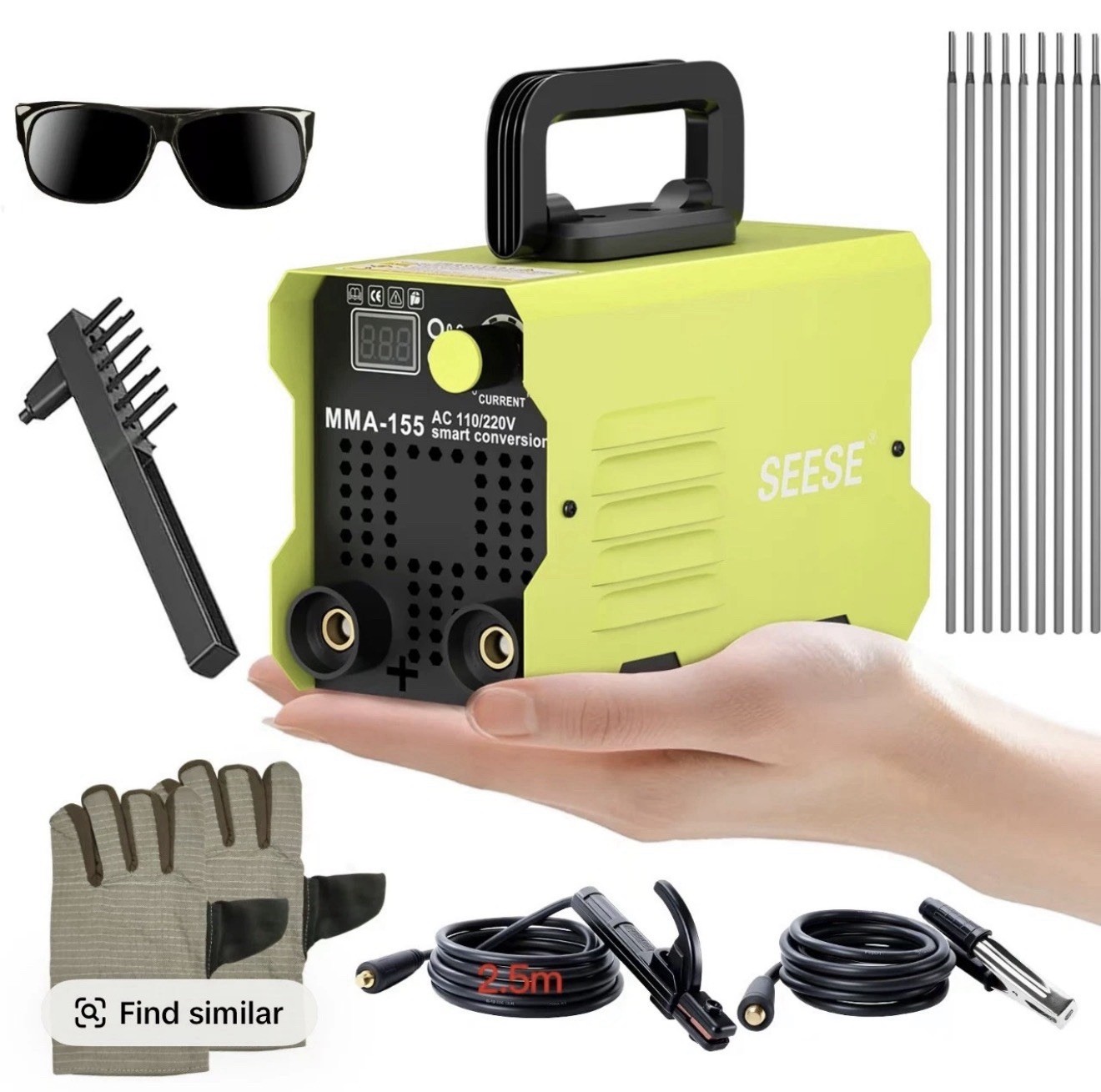 SEESE 155Amp MINI Portable Welding Machine, Stick, LED Display Digital Welder