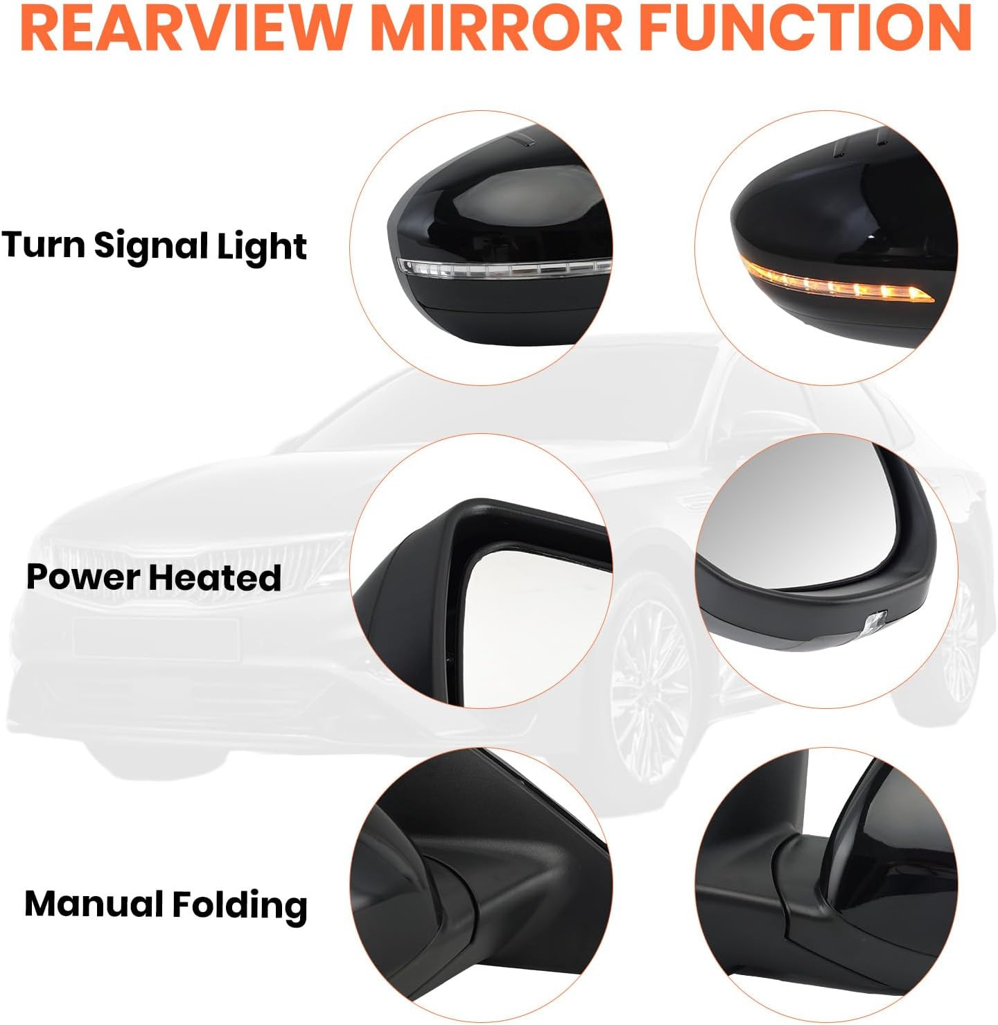 Left Driver Mirror Compatible with 2014 2015 Kia Optima Mirrors with Heated,Turn