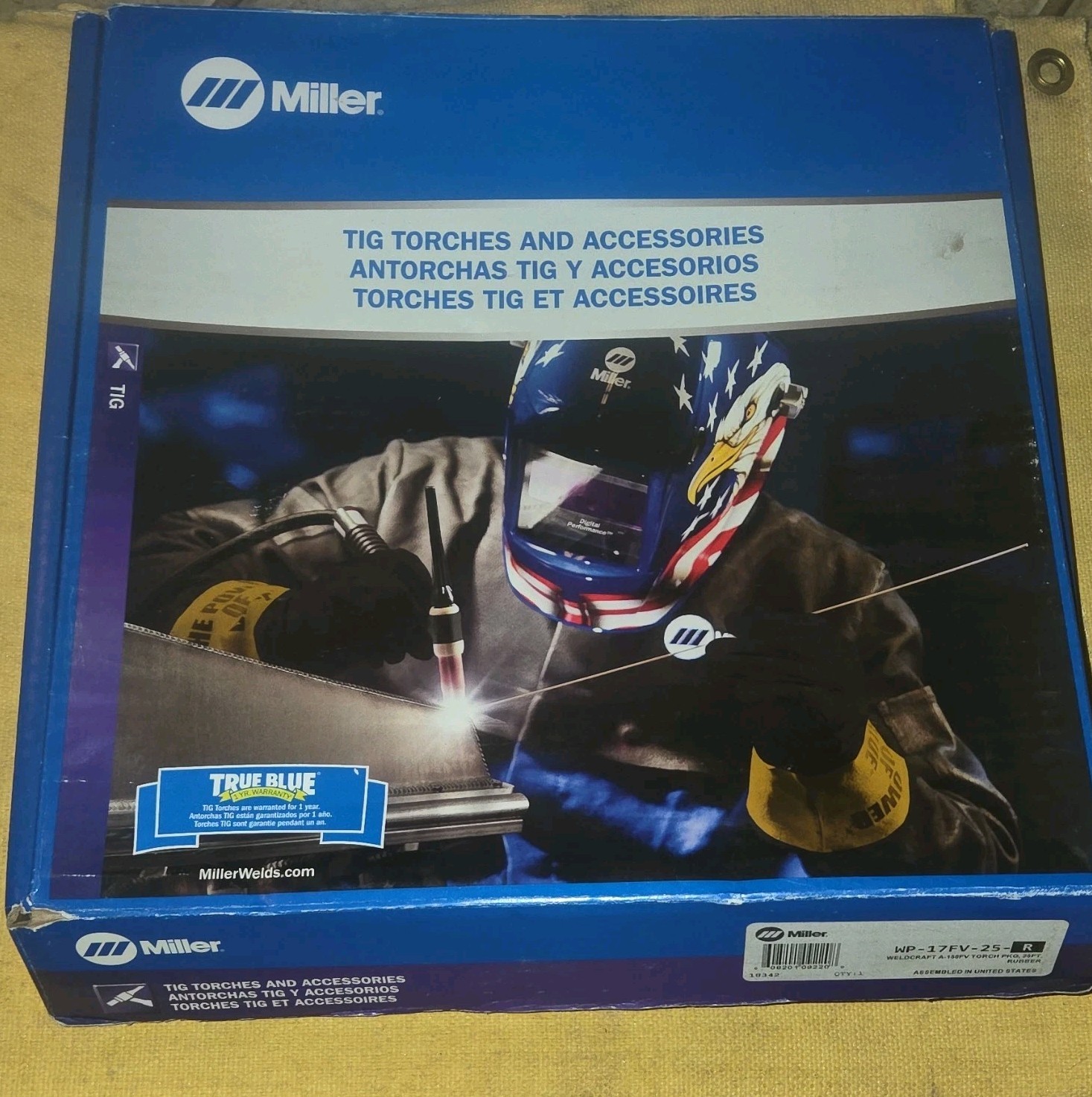 Miller Weldcraft WP-17FV-25-R Air-Cooled TIG Torch 25ft Rubber