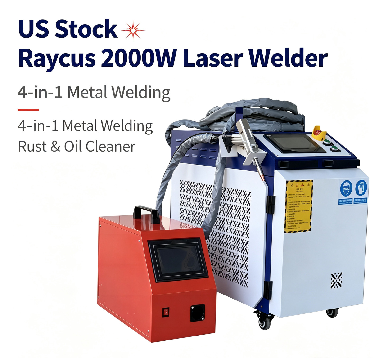 2000W Raycus Fiber Laser Welder 4‑in‑1 Rust Remover Metal Welding US Local Stock