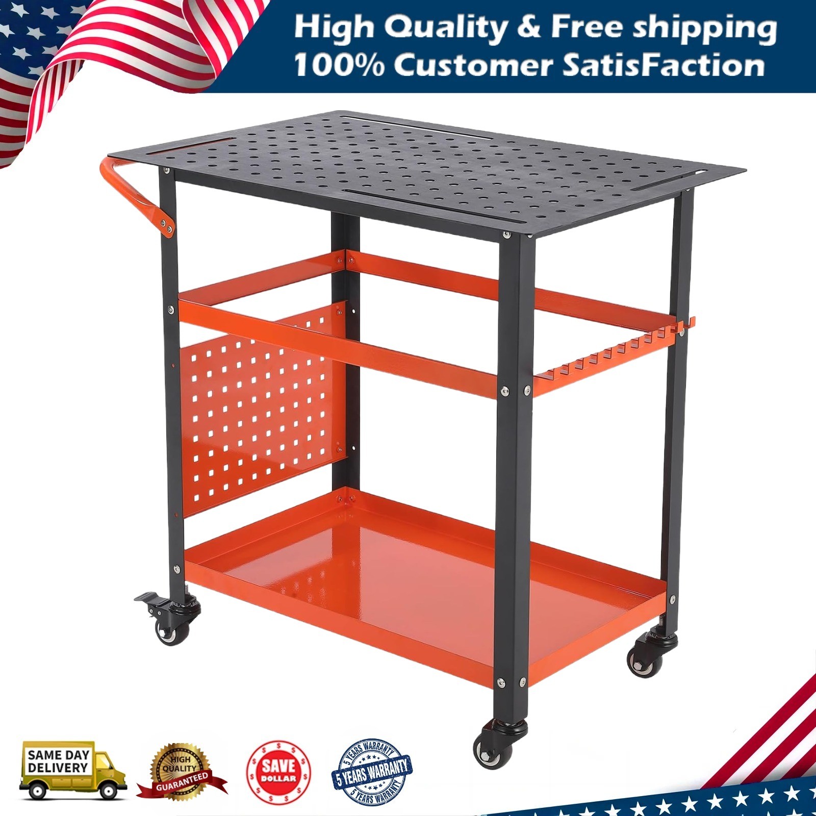 36×24″ Welding Table Heavy Duty Steel Welding Fixture Table 5/8″ Holes &Pegboard
