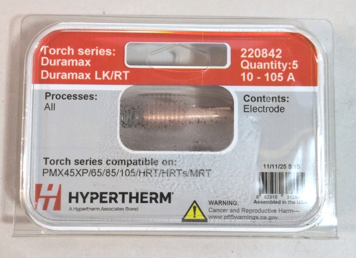Genuine Hypertherm Electrode 220842 10A 105A Plasma 45XP 65 85 105 HRT 5 Pack