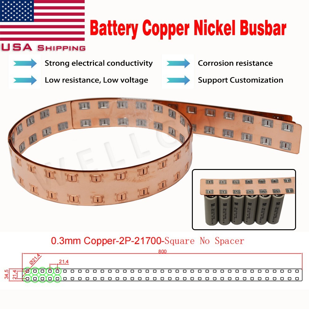 3PCS 31.5″ 0.3mm Copper Busbar 21700 Li-ion Battery Spot Welding Strip Tabbing