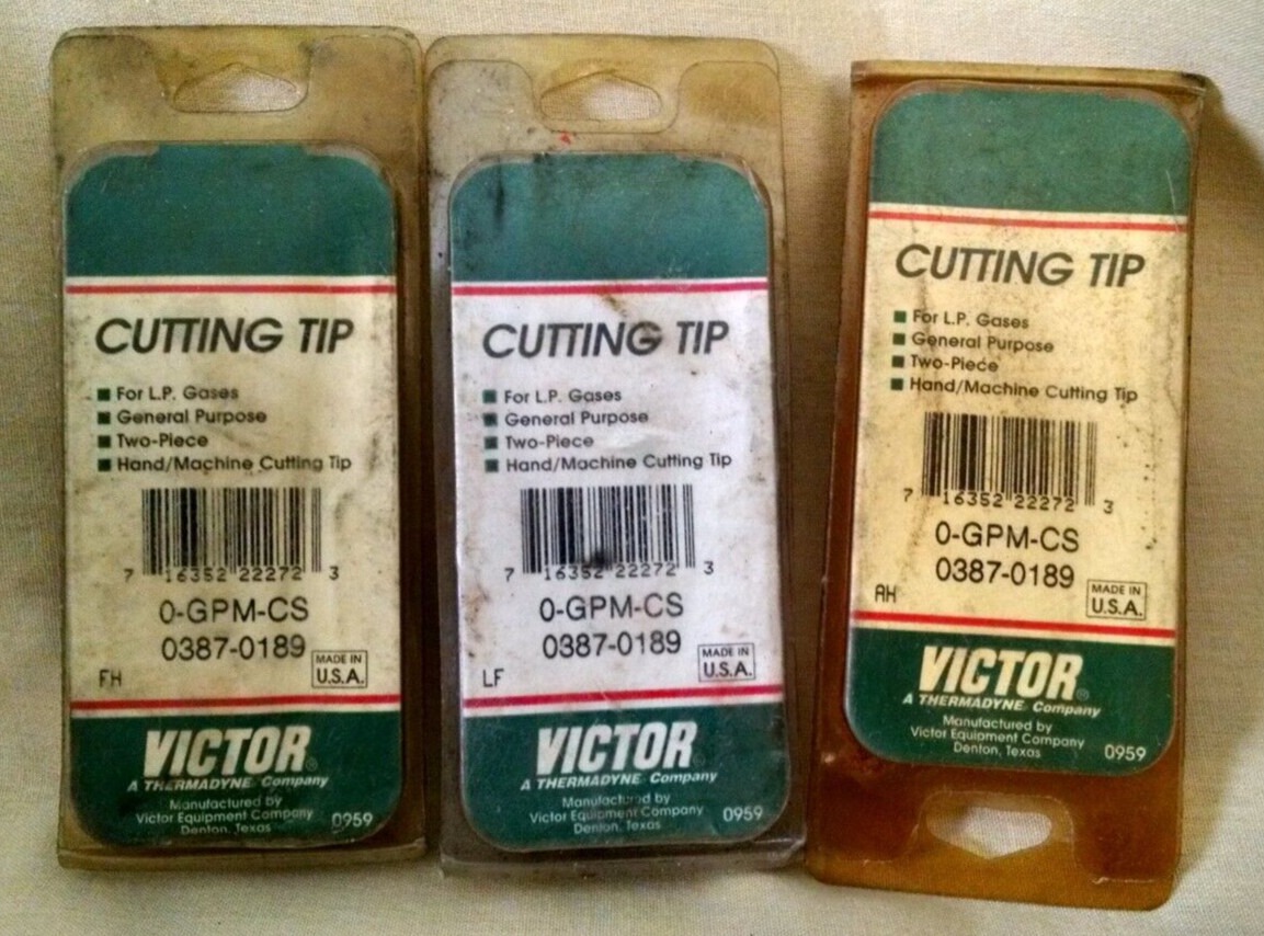 CUTTING TIP 0-GPM-CS 0387-0189 VICTOR LP GASES SET 3 WELDING GENERAL PURPOSE.