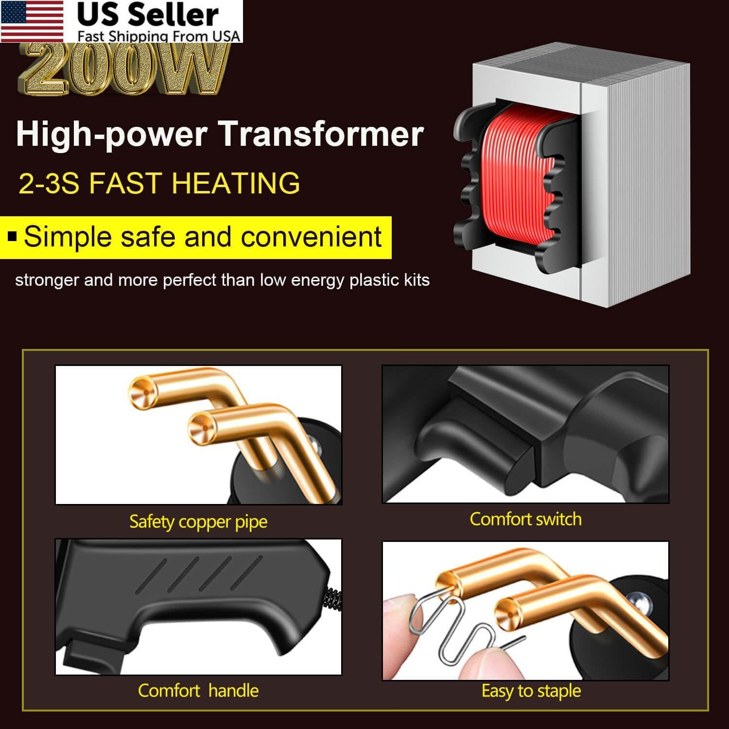 Wrdlosy 200W Plastic Welder, 2000PCS Staples 10PCS Sandpaper, Black