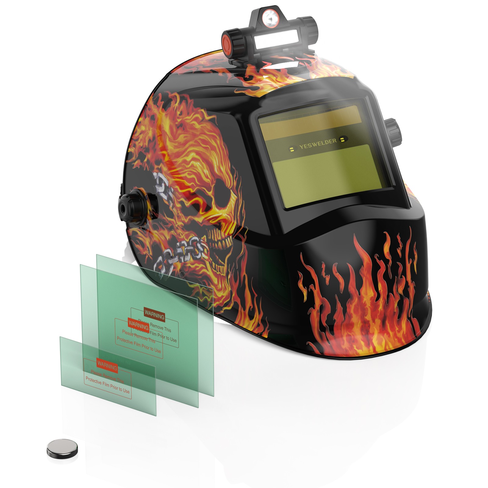 Auto Dark Welding Mask with Manual On/Off LED, 1/1/1/1 Optical, Shade 3.5-13