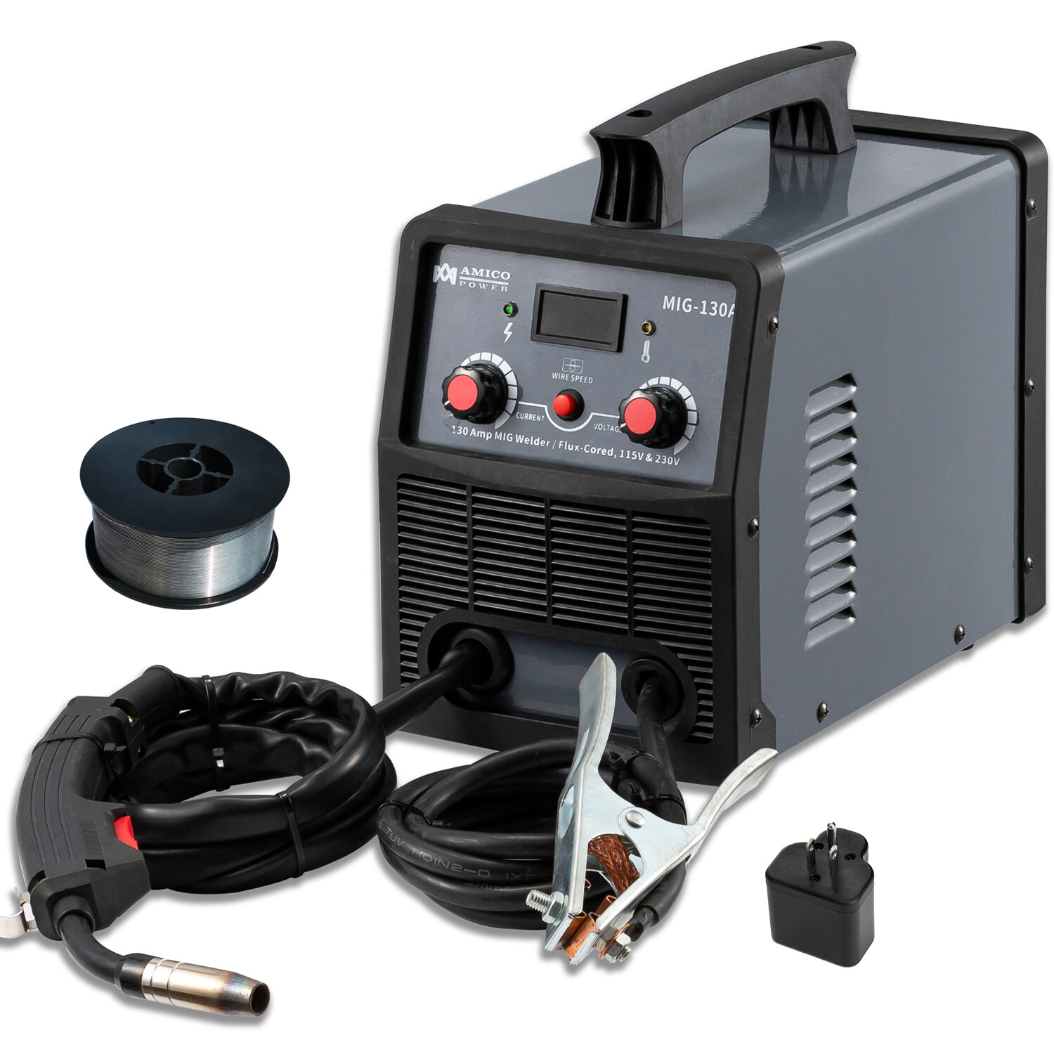 MIG-130A, 130 Amp MIG/Flux Core Welder, 115/230V Dual Voltage Inverter Welding