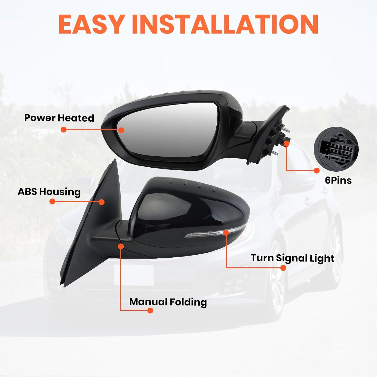 Left Driver Mirror Compatible with 2014 2015 Kia Optima Mirrors with Heated,Turn