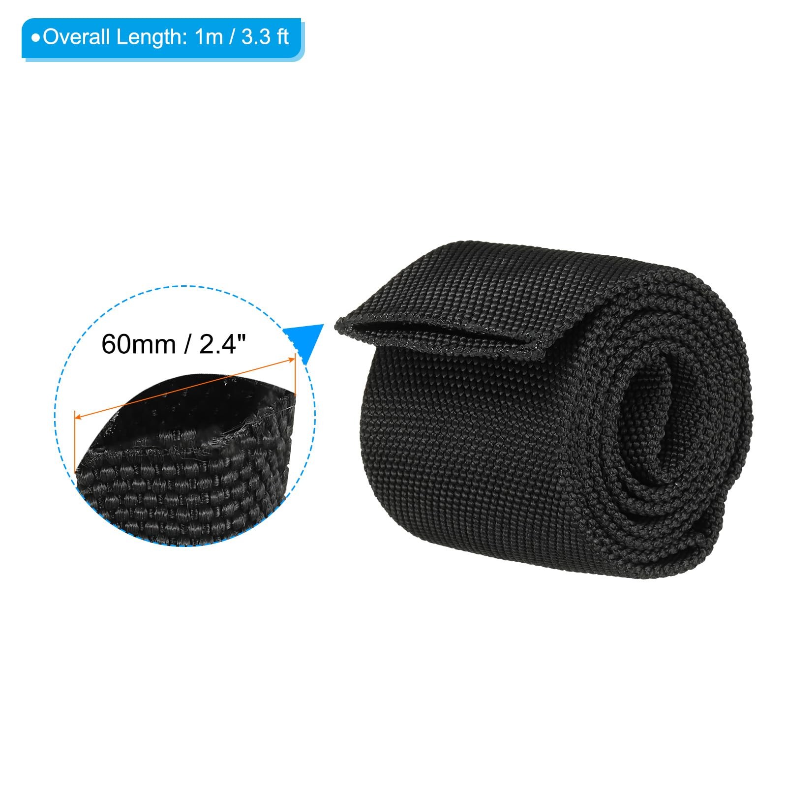 PATIKIL 1.5″ Dia 3.3FT Nylon Protective Hose Sleeve, 1.5 in x 3.3FT, Black