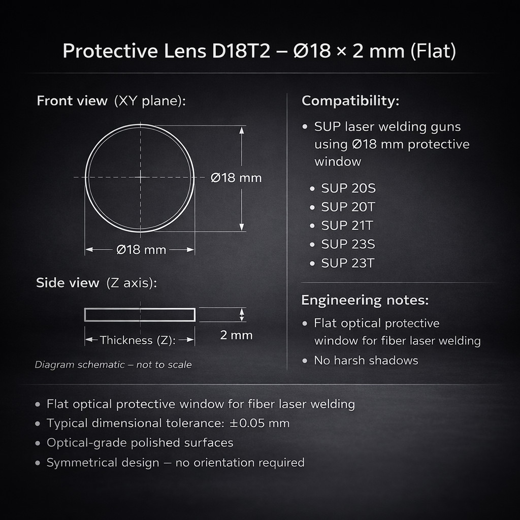 10pcs D18x2mm Protective Lens SUP 20S 20T 21T 23S 23T 33T Fiber Laser Welder USA