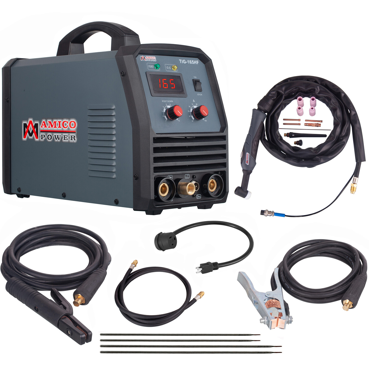 Amico TIG-165HF, 160 Amp TIG Stick Arc DC Inverter Welder 80% Duty Cycle Welding