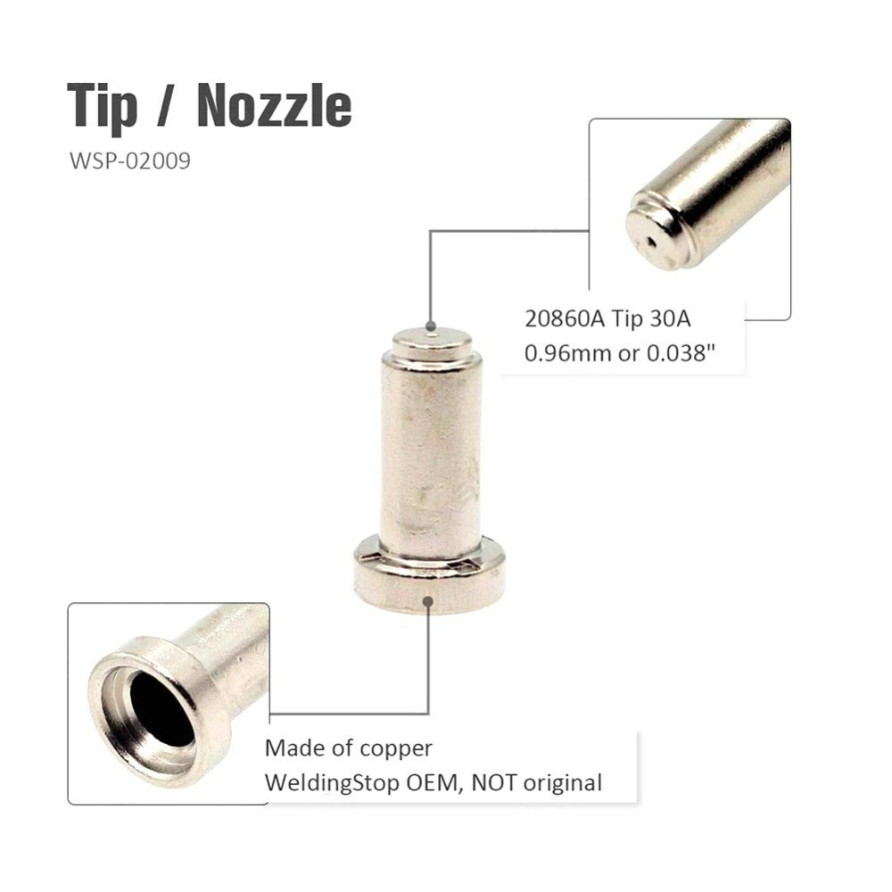 For ES AB PCM-500i 1set Plasma Electrode Tip For XT Shield Cup Ring Kit 0.96mm