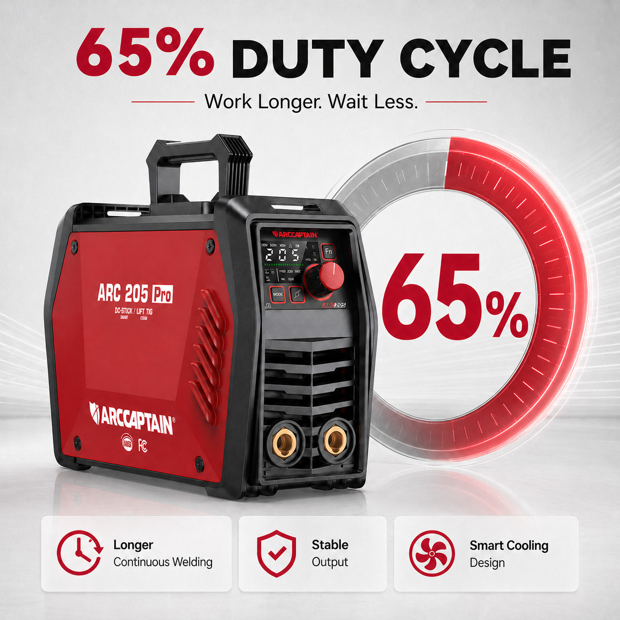 ARCCAPTAIN ARC 205 PRO 205Amp Stick Welder, 65% Duty Cycle ARC/Lift TIG Welding