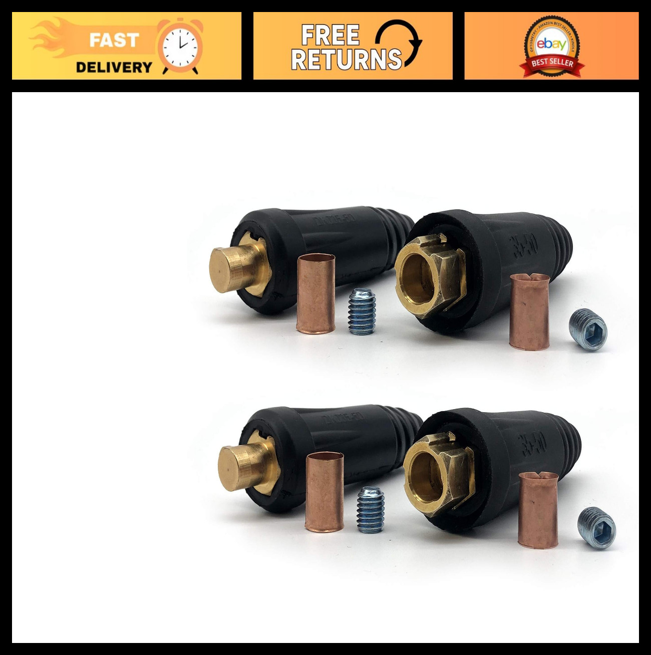 Welding Cable Quick Connector Pair DINSE-Style 200A-300A (#4-#1) 35-50 SQ-MM Set