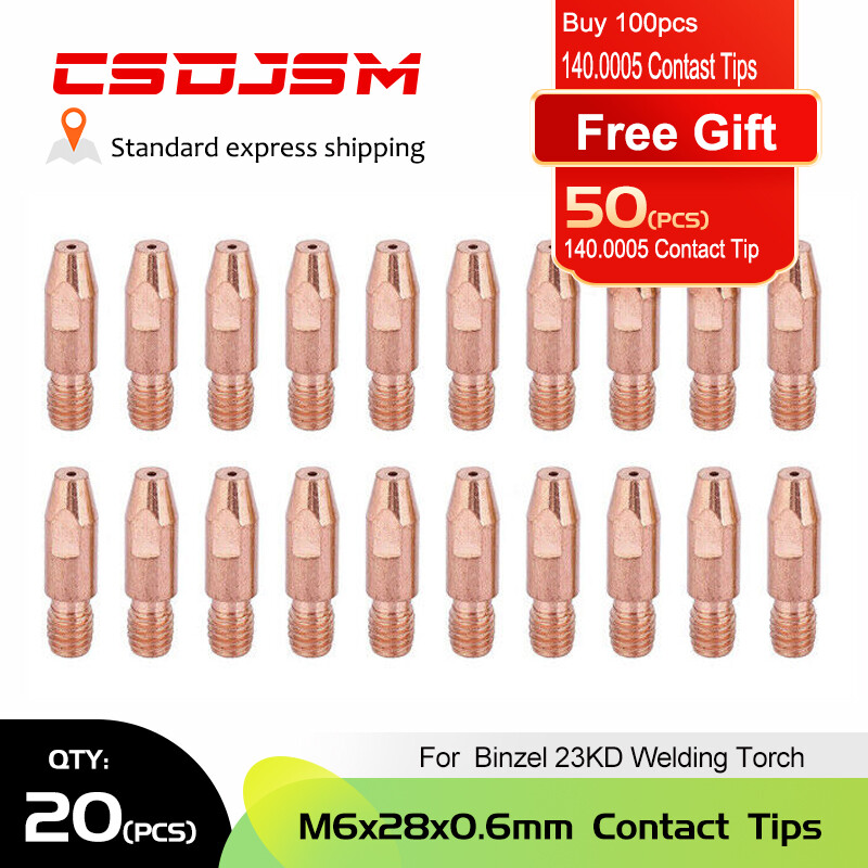 20pcs 140.0005 MIG/MAG Welding Troches Contact Tip M6x28x0.6mm For Binzel 23KD