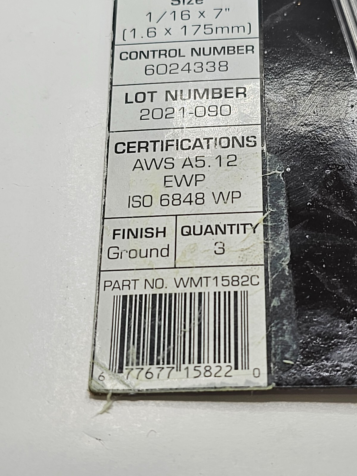 (QTY 3) WELDMARK EWP 1/16 X 7″ PURE TUNGSTEN GREEN TIG TUNGST ELECTRODE