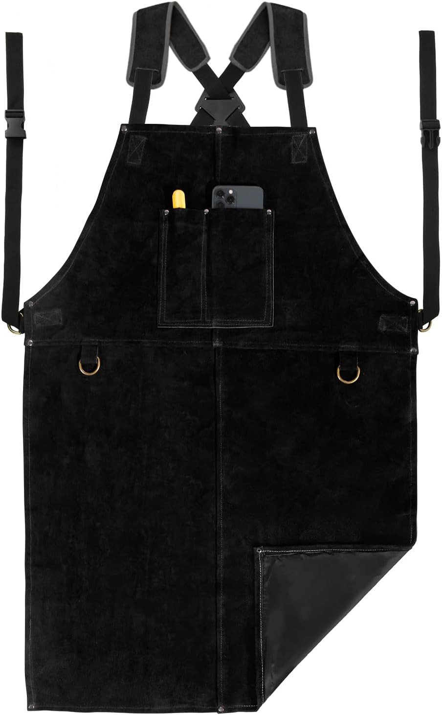 Leather Welding Work Apron – Heat Resistant & Flame Resistant Bib Apron, Flame R