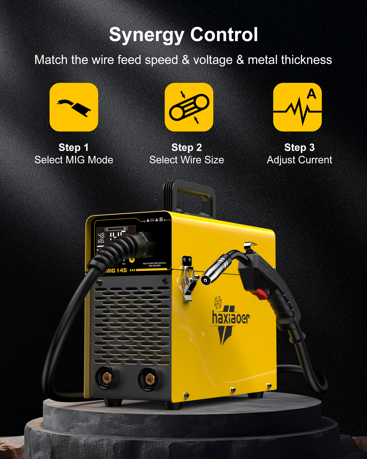 haxiaoer MIG Welder 145A 110V, 3 In 1 Flux Core/Lift TIG/Stick Welding Machine