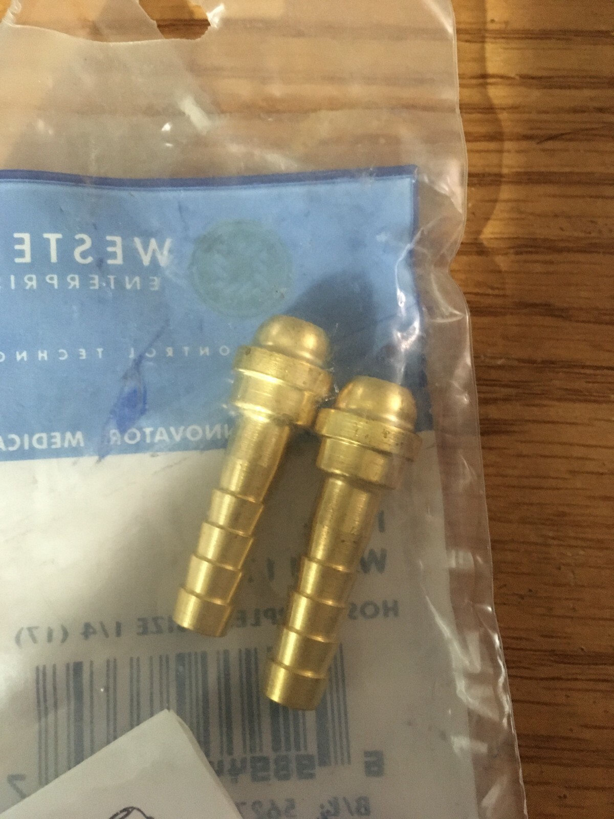 (2) #17 B Size x 1/4″ Barbed Hose Brass Nipple 2 count