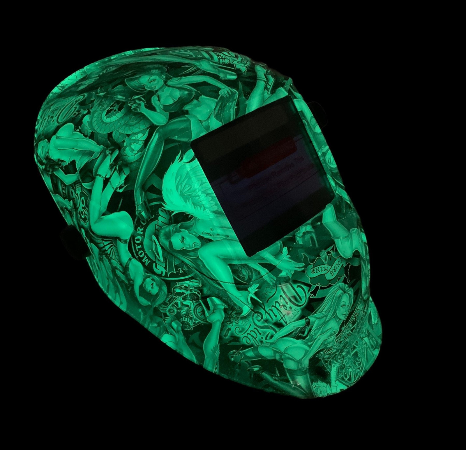 HydroDipped Custom Welding Helmet AUTO DARK WHAM10 Series Green Glow in the Dark