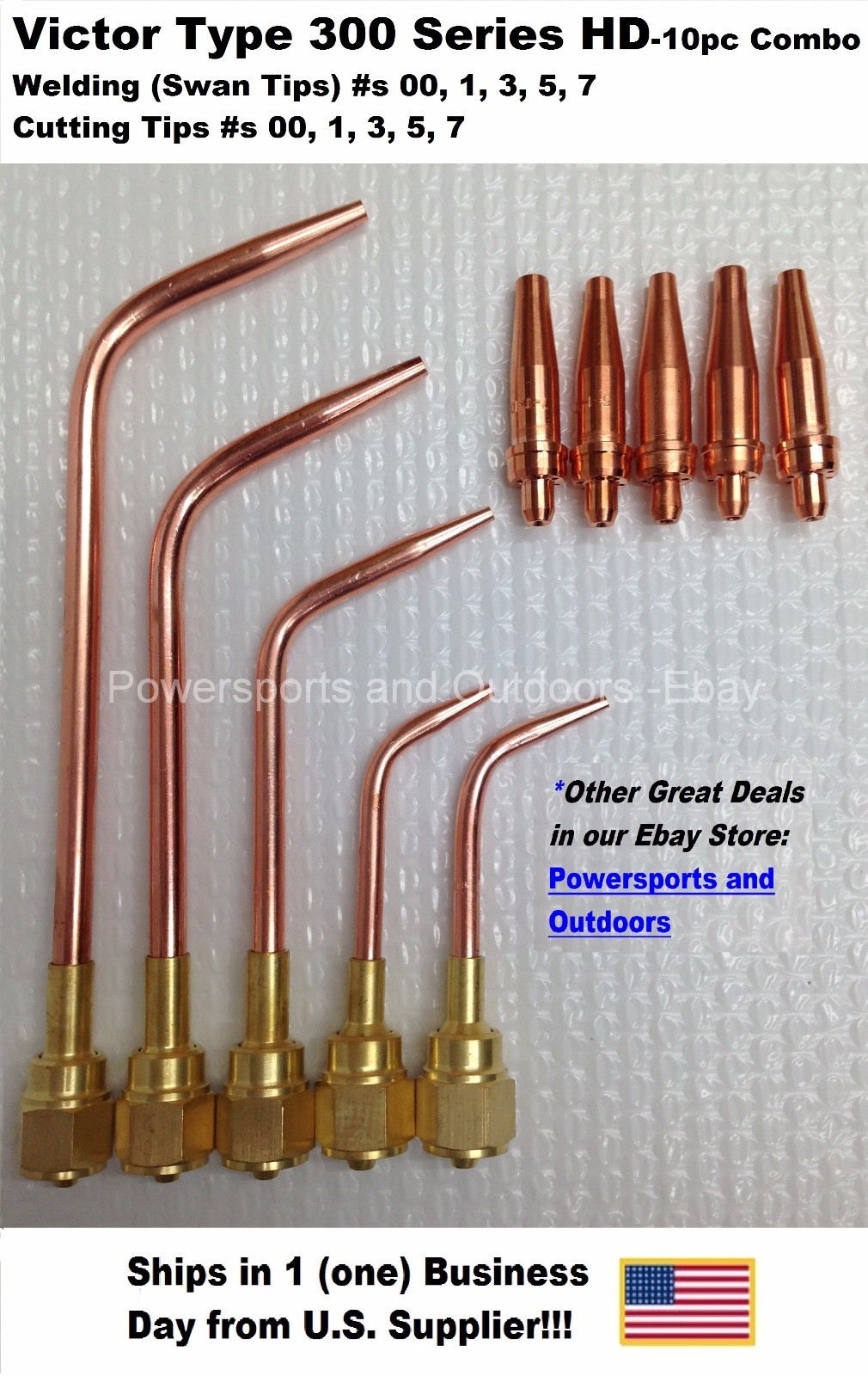 Victor Type HD (300 series) Torch Tip Set (Welding,Cutting) #s 00/1/3/5/7-10pc