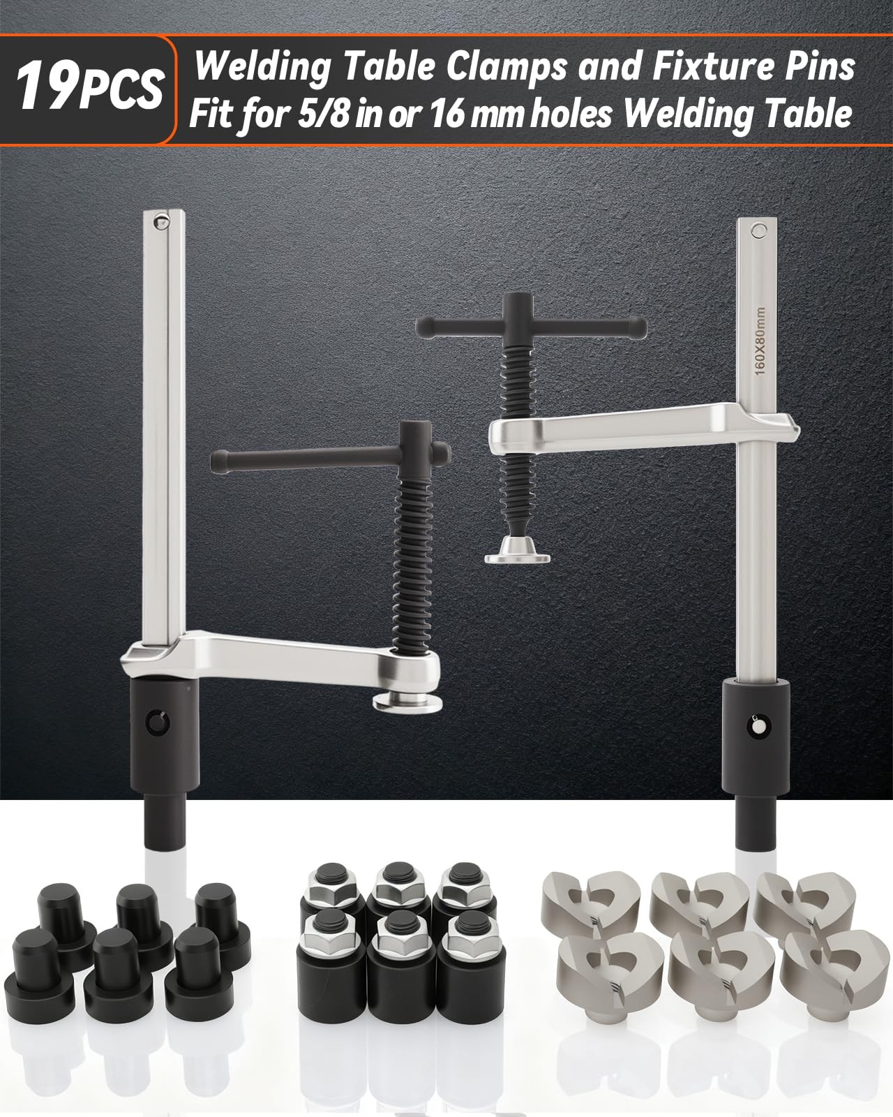 Turnirace Welding Table Clamps and Fixture Pins, 19pcs 5/8in V Blocks, Round …