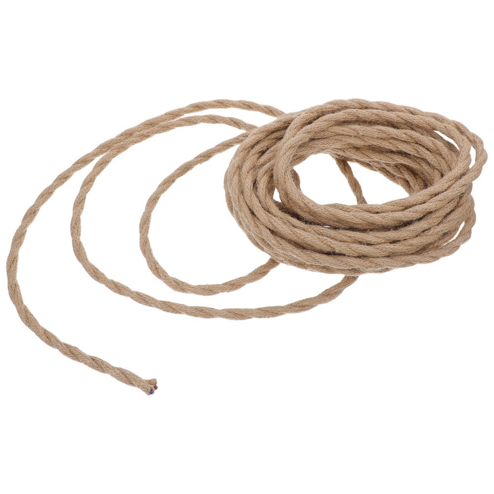 Retro Hemp Rope Power Cord Lamp Twisted Wire Farmhouse Cable Electric