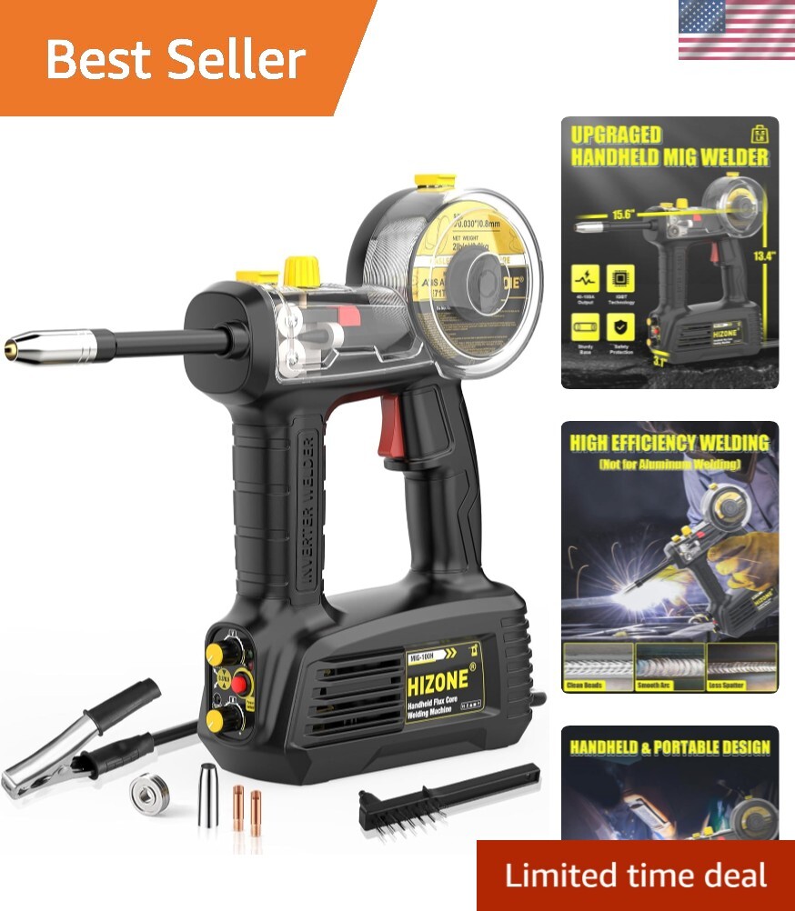 HIZONE Handheld 110V MIG Welder – 100A Compact Design with Accessories Included