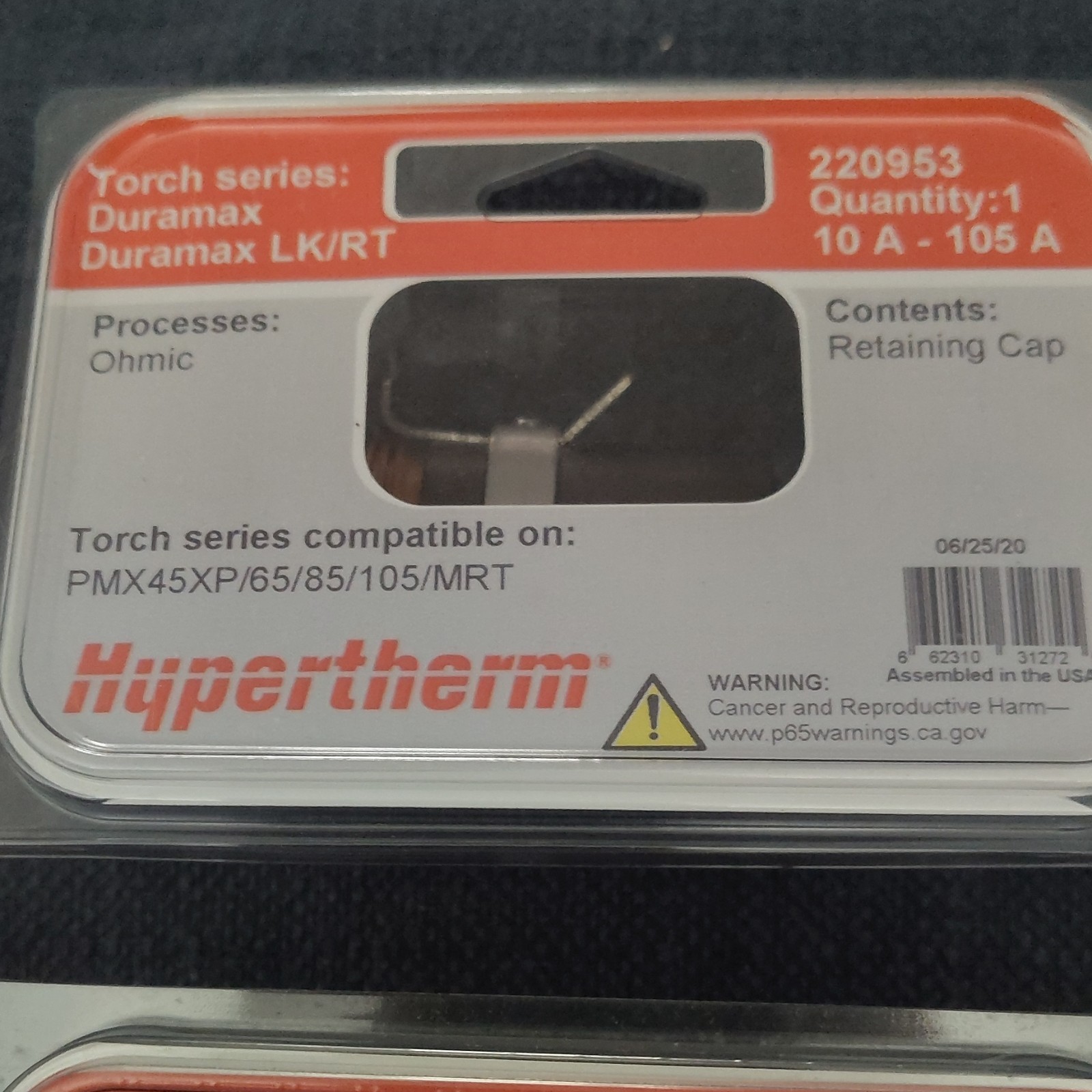 2 Hypertherm 220953 Duramax LK/RT Plasma Cutter Retaining Cap 10A-105A