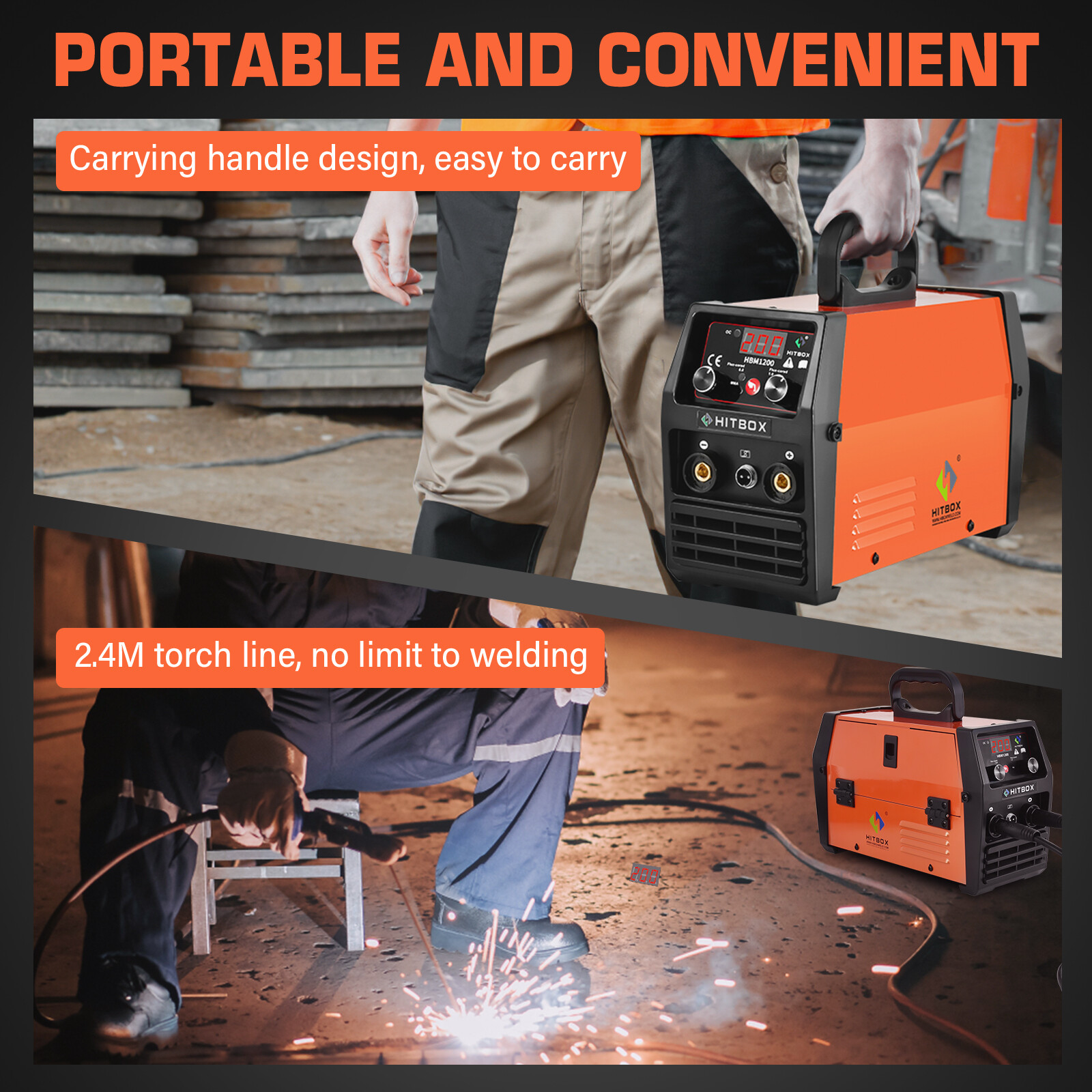 HITBOX 110V/220V DC MMA LIFT TIG MIG Welding Machine 3 in1 MIG Welder Flux Core