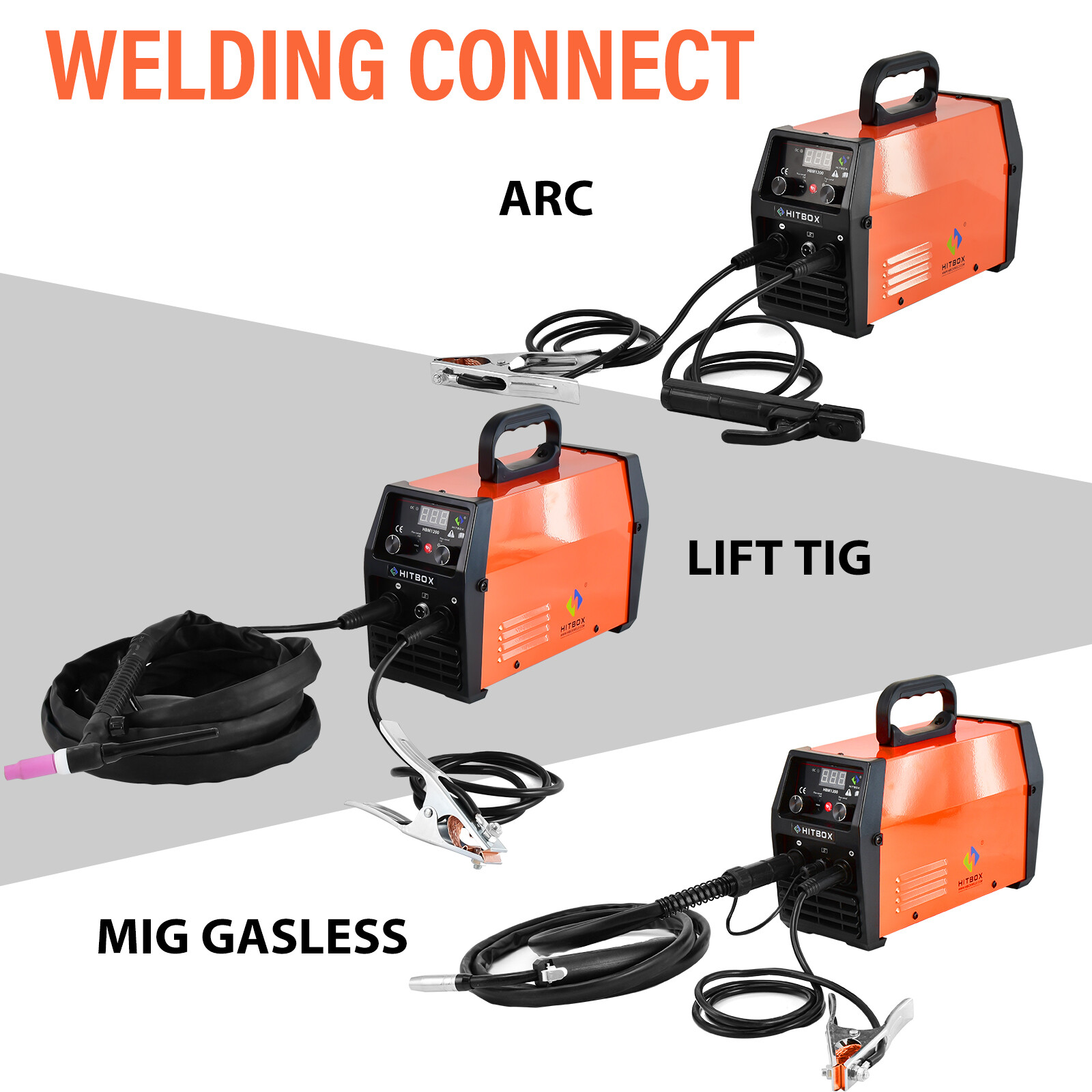 HITBOX 3 in1 MIG Welder 220V Stick Lift TIG MIG Gasless Welding Machine Inverter