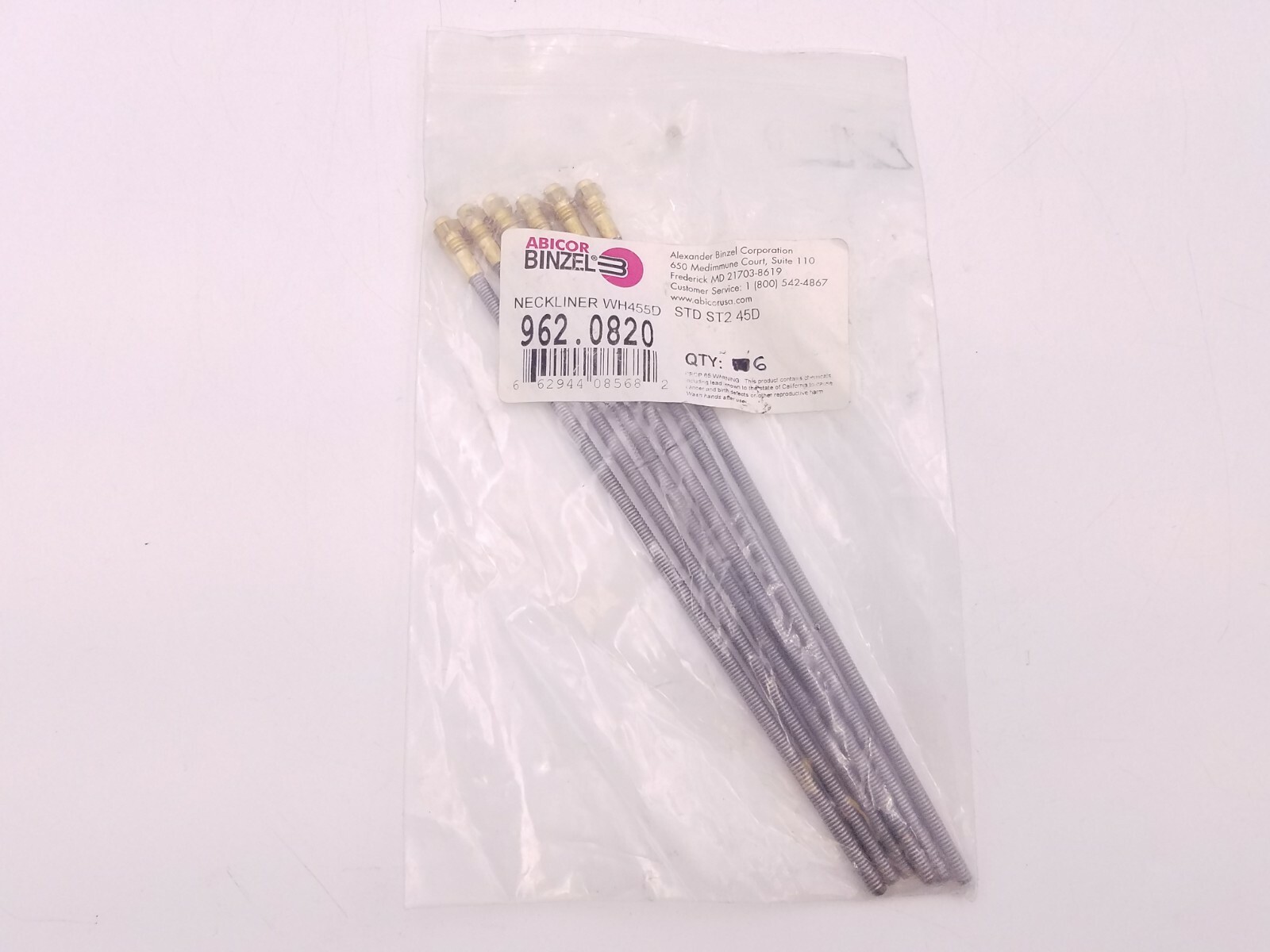 6 Pcs Abicor Binzel 962.0820 Neckliner STD ST2 45D 1.4mm-1.6mm WH455D MIG Gun