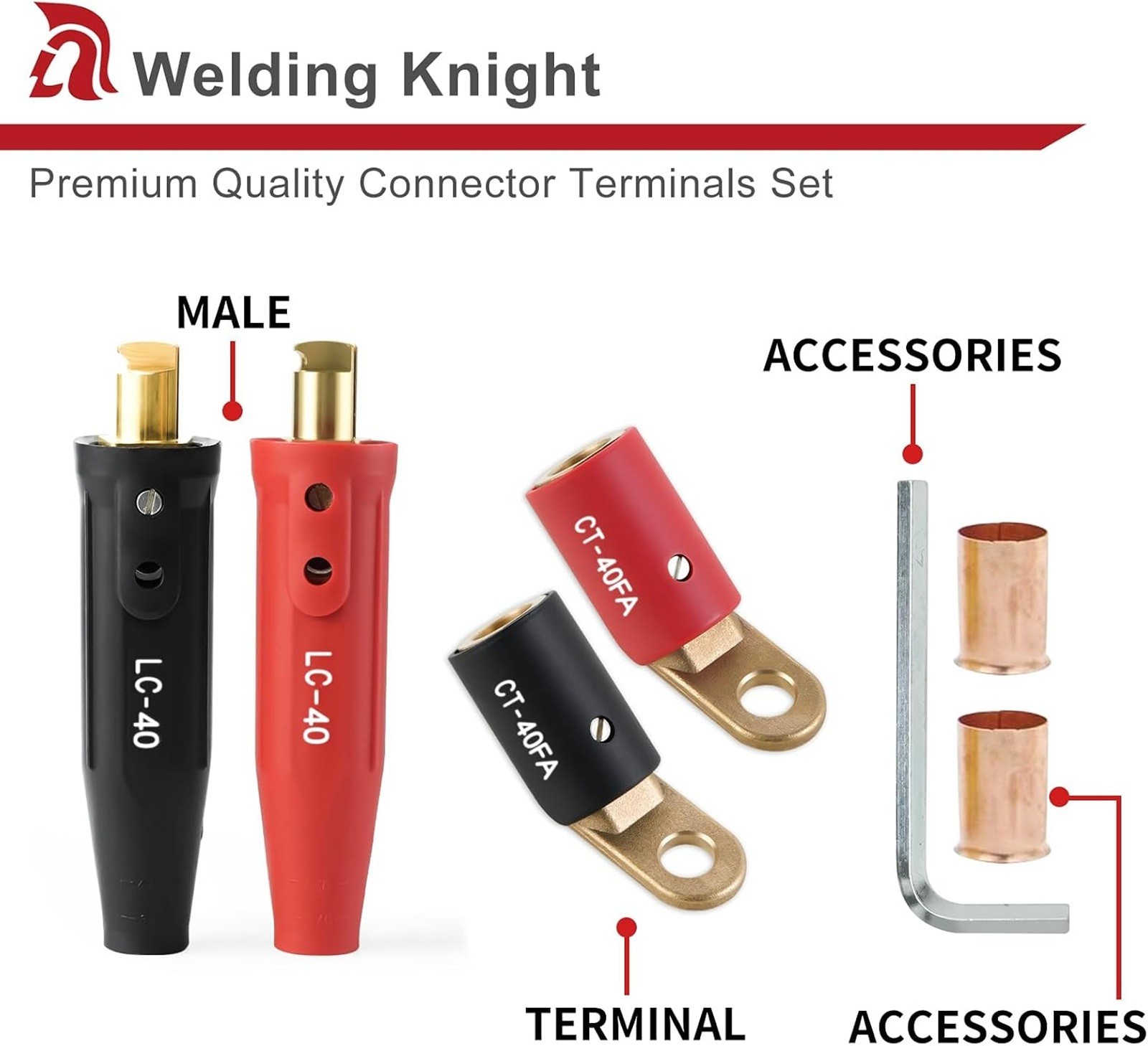 CT-40FA Welding Terminals & LC-40 Male Cable Connectors Welder Leads Connector