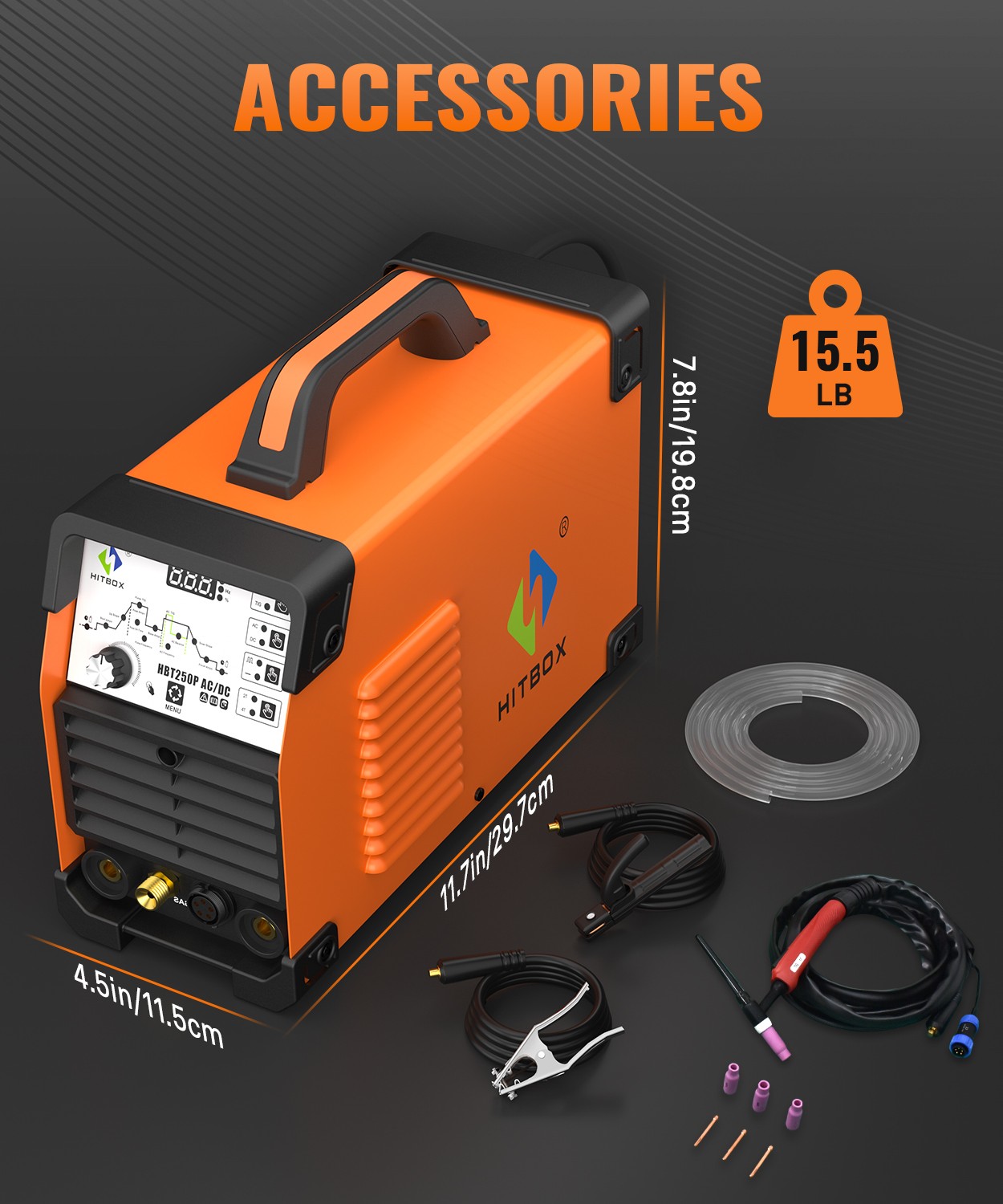 6 in1 220V 200Amp AC/DC HF Pulse TIG Stick Welder 2T/4T Aluminum Welding +Helmet
