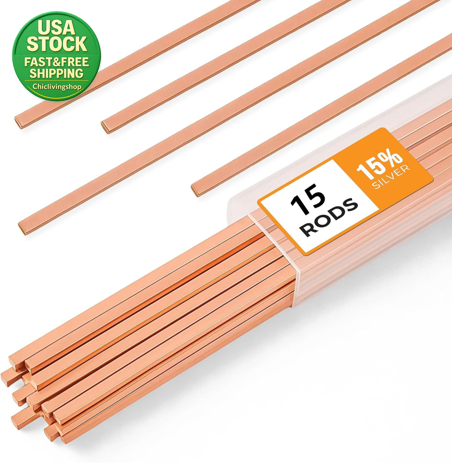 15Pcs 15% Silver Brazing Rods Bcup-5 Phos Copper Solder Welding Rods 0.050X1 8