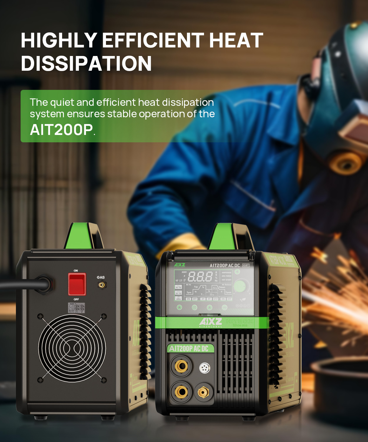 AIXZ 200A Aluminum TIG Welder IGBT AC/DC Pulse HF MMA/Stick Tig Welding Machine