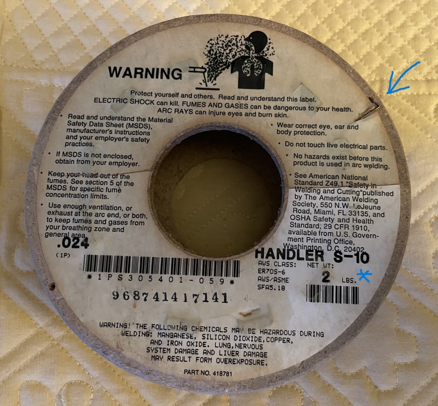 ”Vintage Wooden Spool” .024 Welding Wire 2 LBS *ER70S-6* “never used” #065