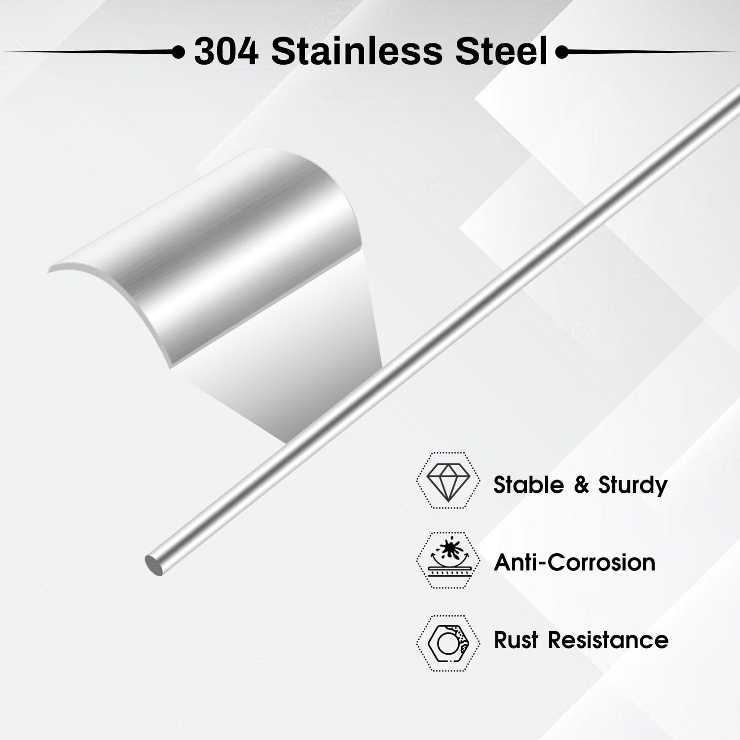 10pcs 2.5mm x 100mm 304 Stainless Steel Round * 100mm, Silver