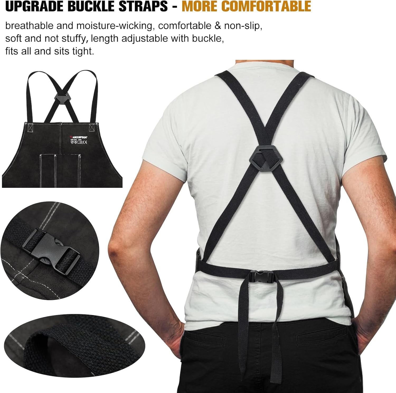 ARCCAPTAIN Leather Welding Work Apron Heat Flame Resistant Cowhide 24″ X 36″