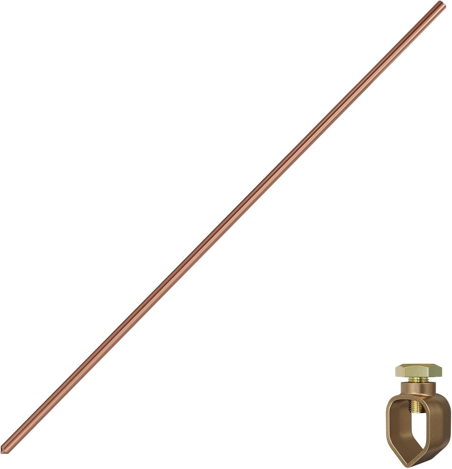 3Ft Ground Rod 1/2″ Copper Clad Grounding Rod with Ground Clamp for Electric …