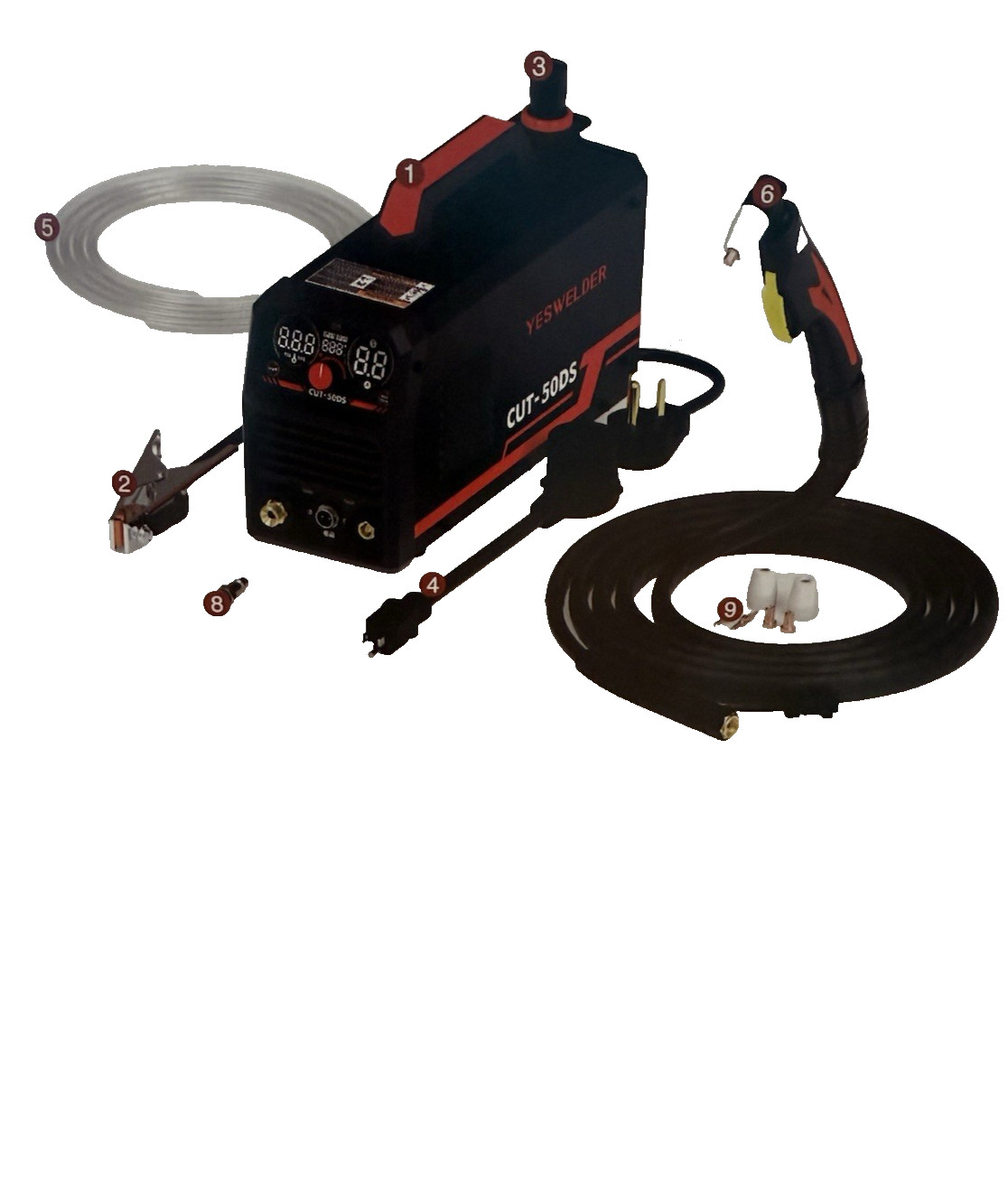 YESWELDER CUT-50DS Plasma Cutter, 50Amp Air Power Large Digital Display 110/220V
