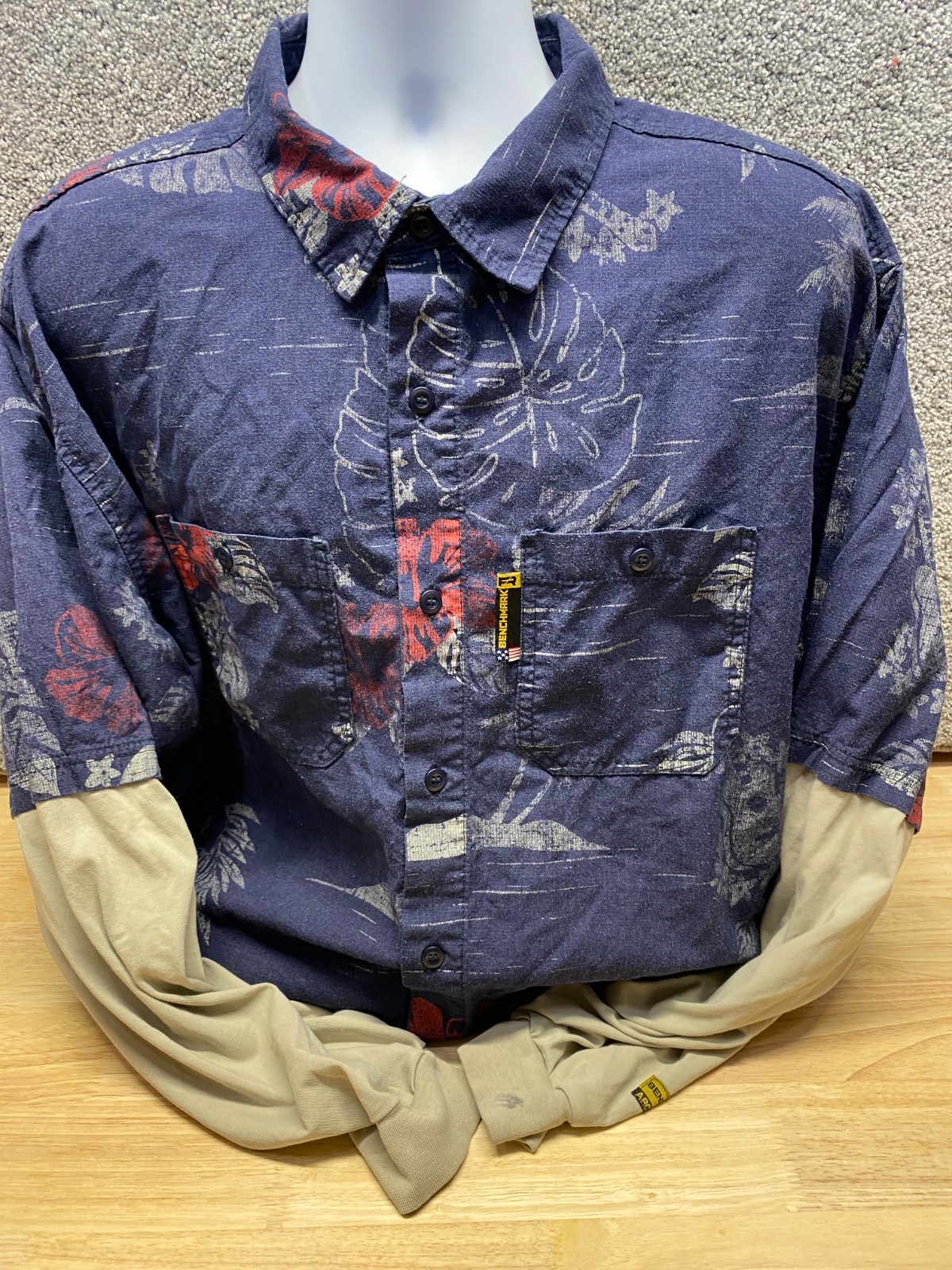 Benchmark FR Mens 3XL Floral Aloha Hawaiian Button Up Shirt Made In The USA