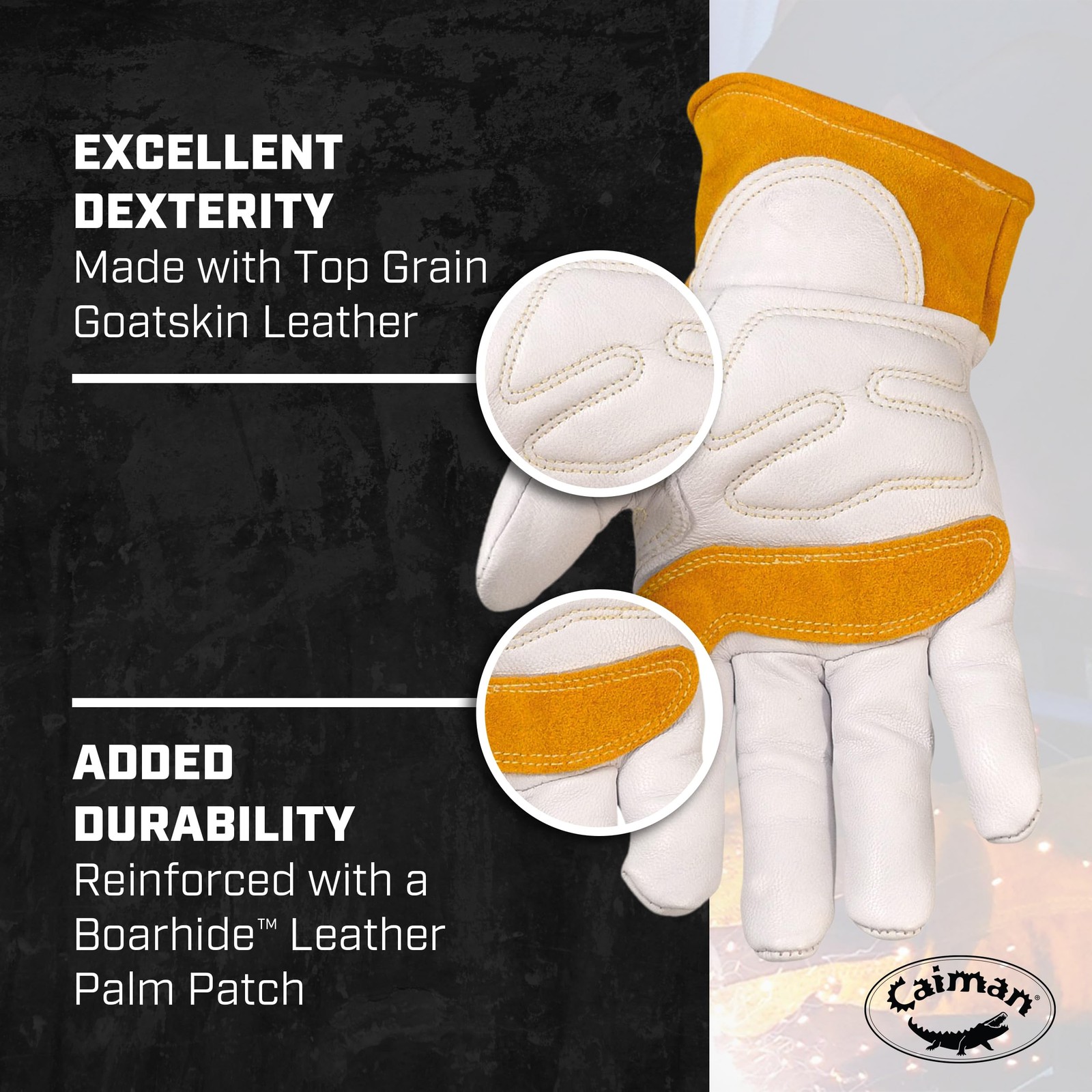 Caiman Premium Goat Grain TIG/MIG Welding Gloves with Wool Insulated Back, Sc…
