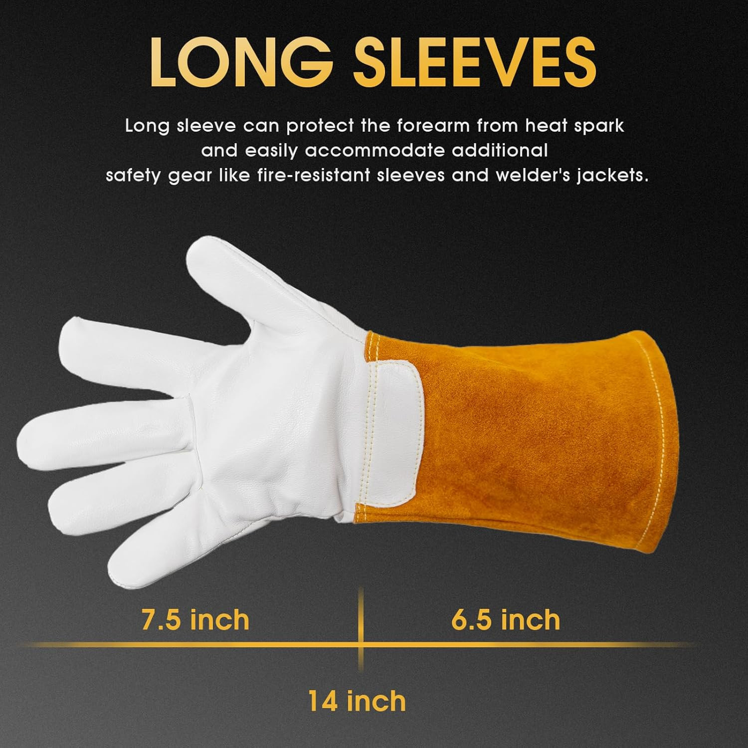 Premium Goatskin TIG Welding Gloves Cuff Cowhide Split Leather with Soft Lining