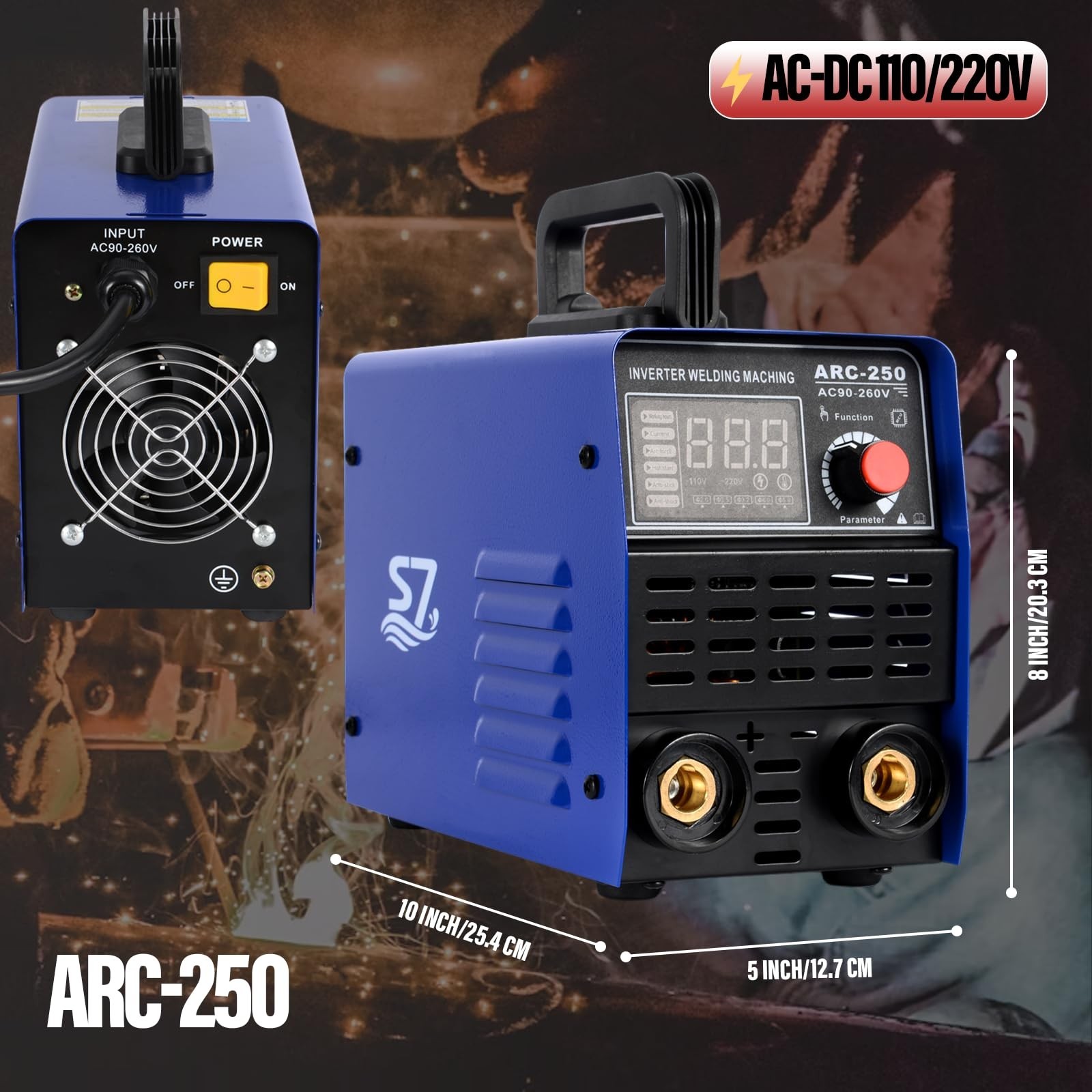 250A 110/220V Stick Welder,ARC/Lift TIG Welding Machine with Synergic Control…