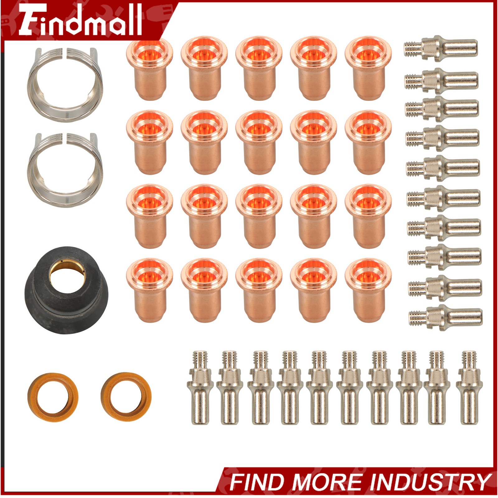 Findmall IPT-60 PT-60 PT40 Plasma Cutting Torch Tip Electrode Shield Cap 45 Pcs